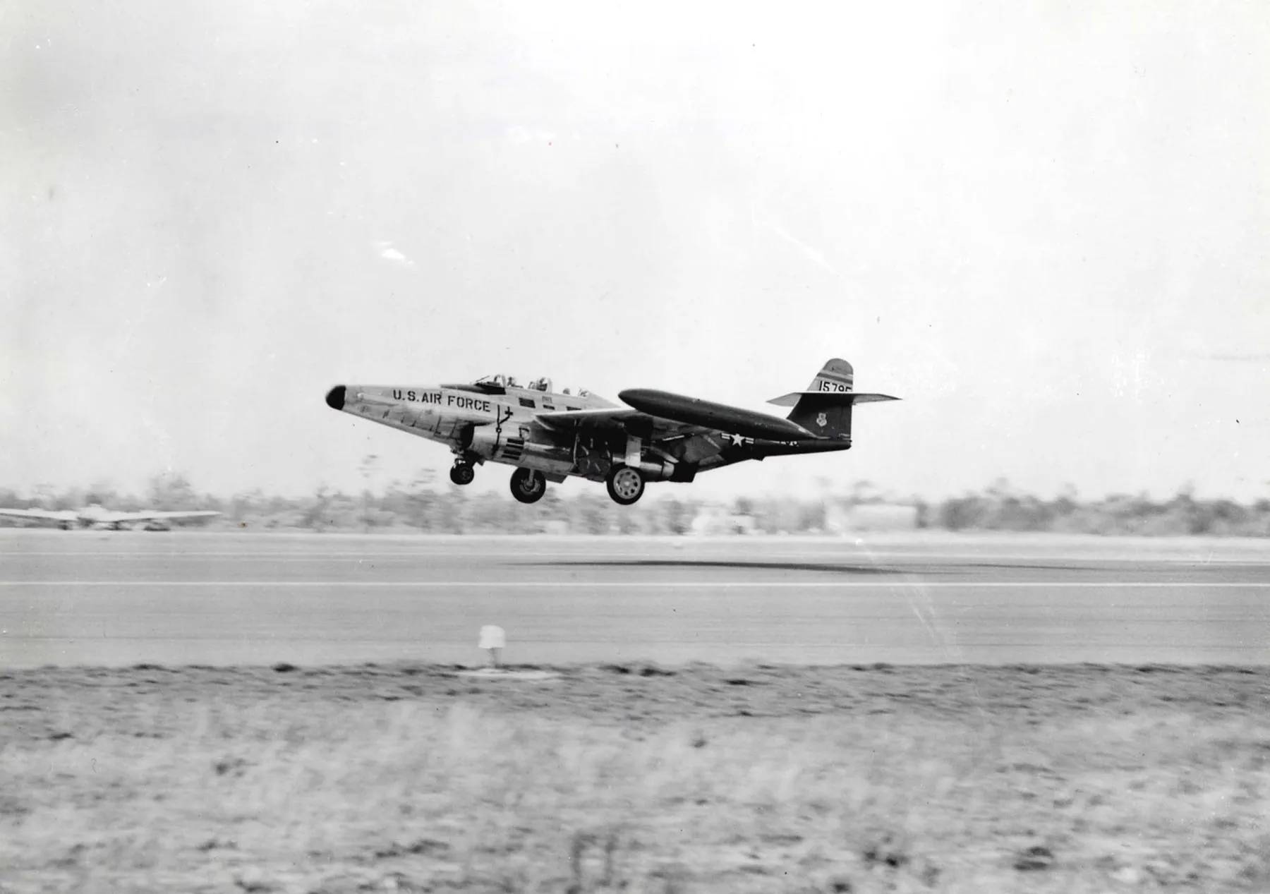 Northrop F-89C Scorpion twin-jet interceptor of the US Air Force in flight.